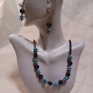 Hand Strung Beaded Necklace and Earring set